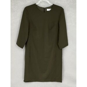 M.M. LaFleur Dress Womens 4 Green 3/4 Sleeve Sheath Pockets Workwear Office
